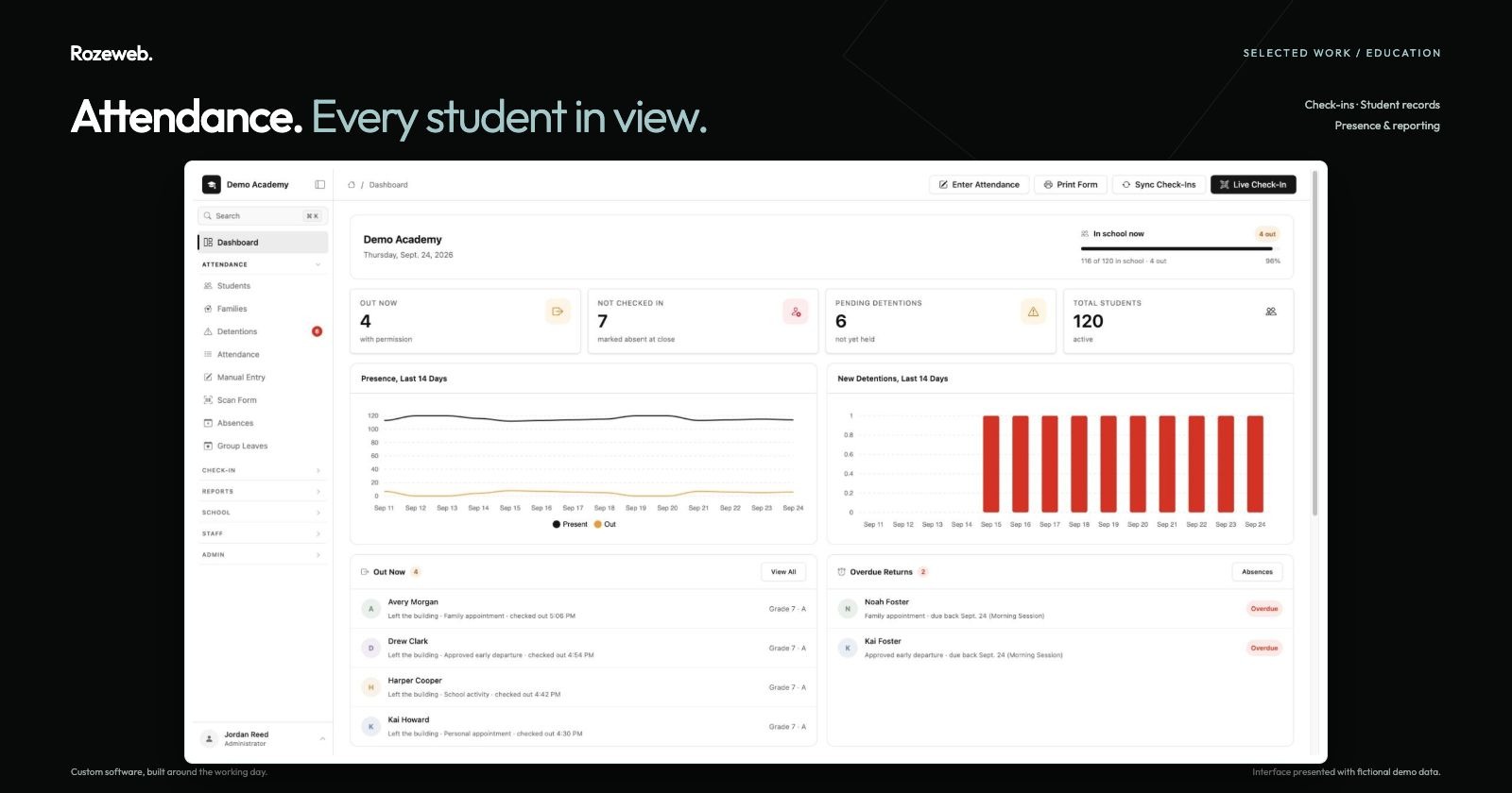 Student Attendance Platform interface preview